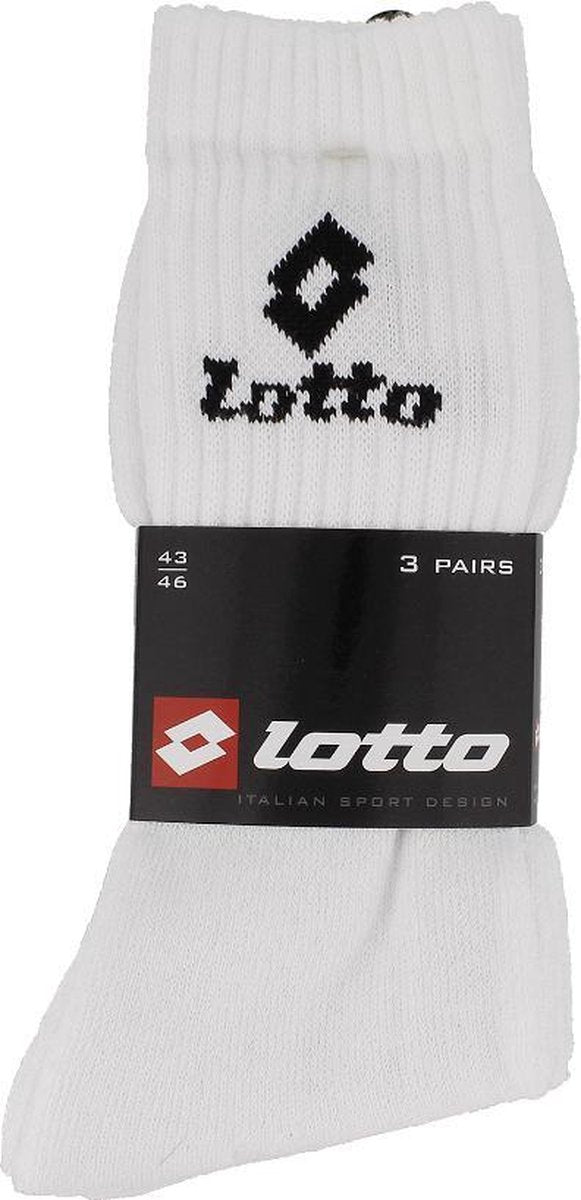 18 paar Witte LOTTO Sportsokken Unisex Maat 43 - 46 BULK VOORDEEL!!