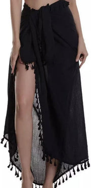 Emilie Scarves - pareo - lang - franjes - zwart