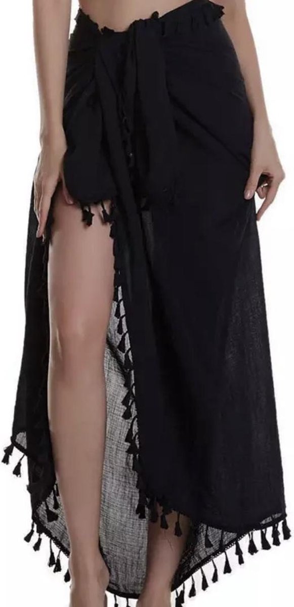 Emilie Scarves - pareo - lang - franjes - zwart
