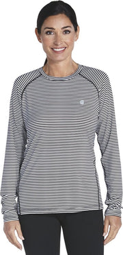 Coolibar UV shirt Longsleeve Sport Dames - Zwart/Wit - Maat 44