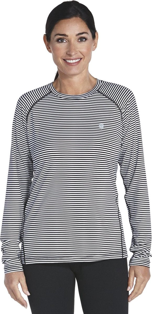 Coolibar UV shirt Longsleeve Sport Dames - Zwart/Wit - Maat 44