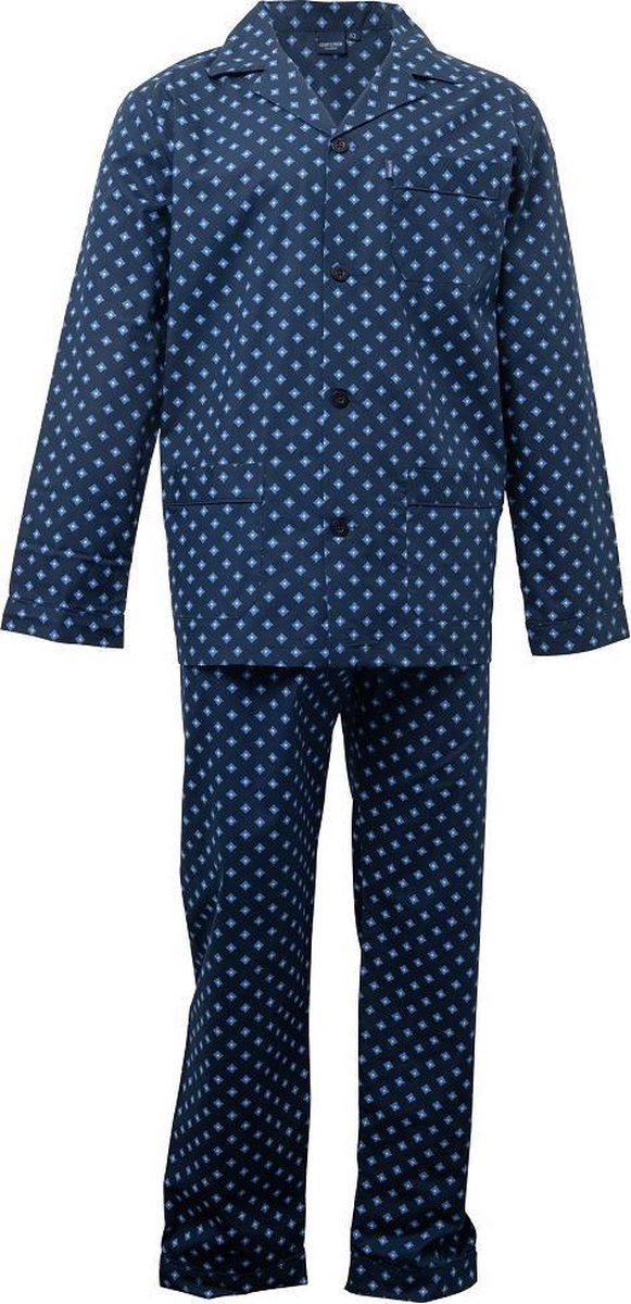 Gentlemen heren pyjama doorknoop | MAAT 54 | Dubbel ruit | marine | Poplin 100% katoen