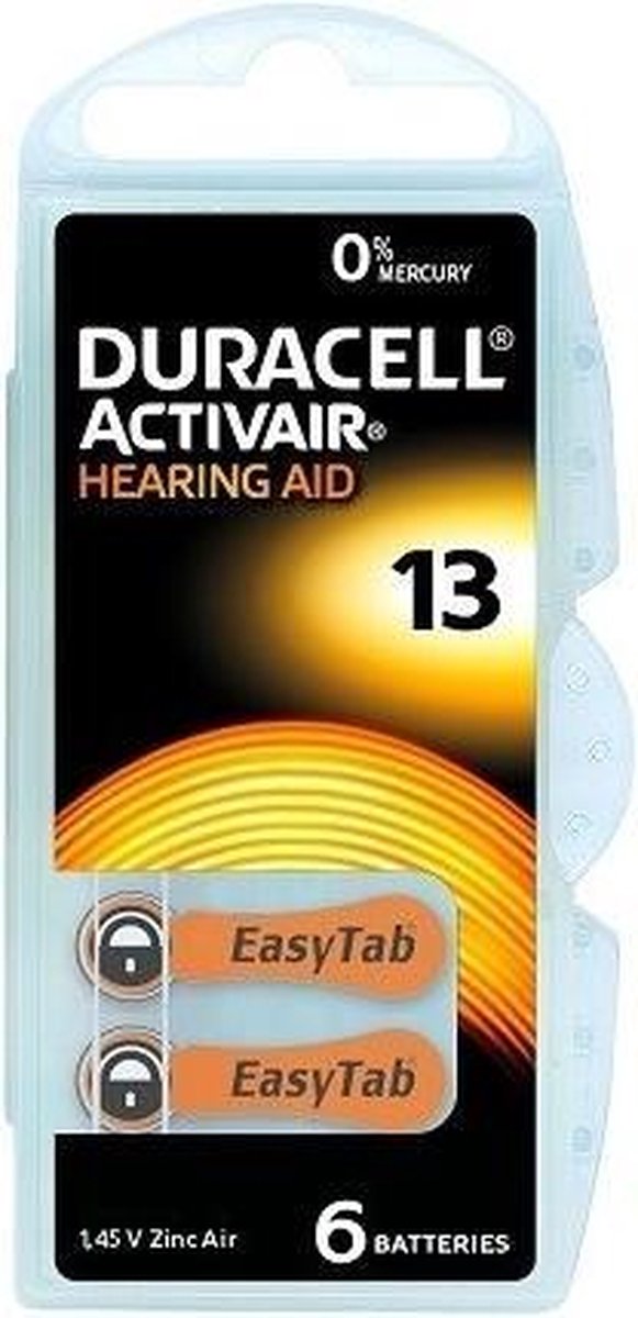 Duracell 13 hoorbatterijen - DA13 - oranje - 60 stuks (10 x 6 batterijen)
