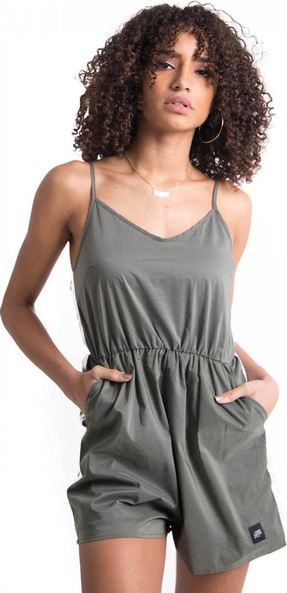 Sixth June Satin Playsuit Army - S