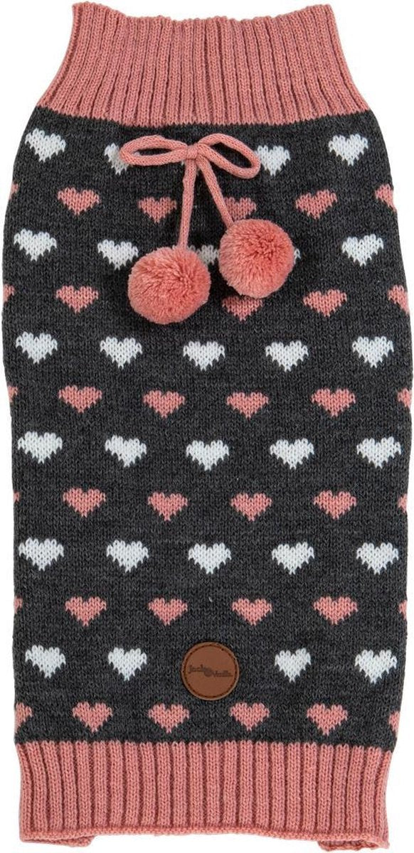 Jack and Vanilla trui hearts grijs roze S 27cm
