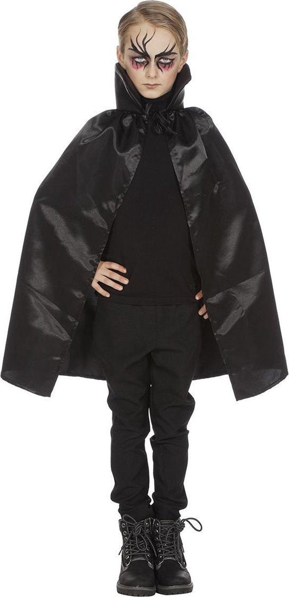 Dracula cape dubbel met kraag zwart voor kind one size