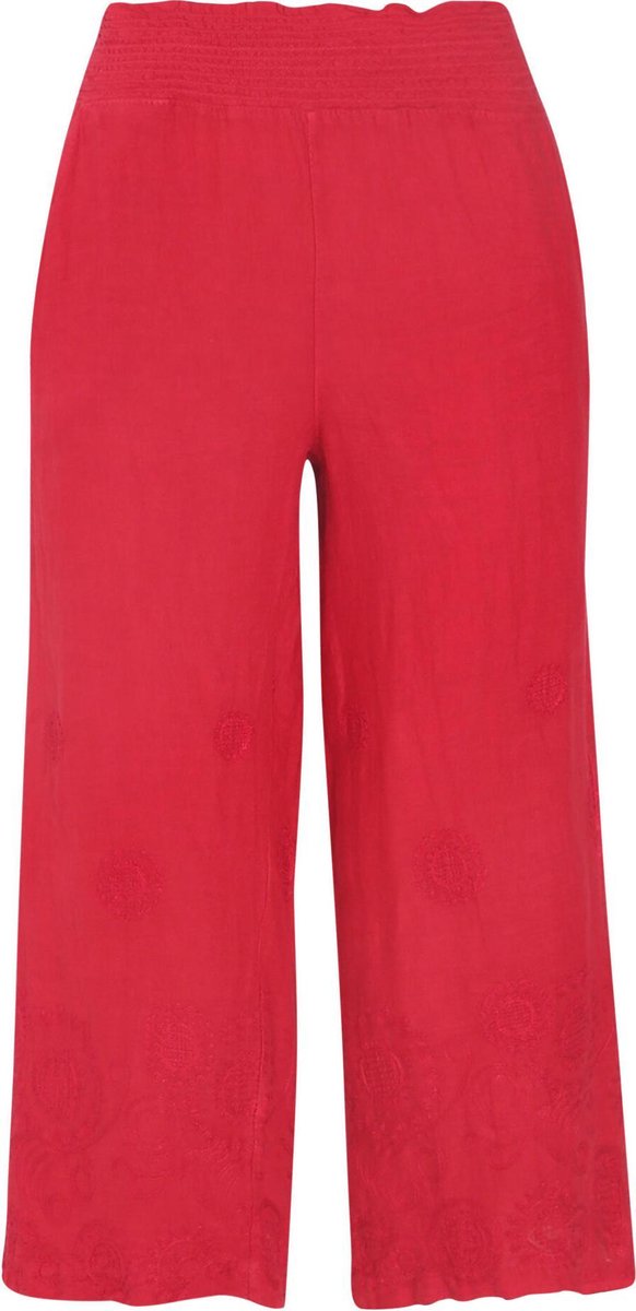 Cassis - Linnen broek met borduurwerk - Rood