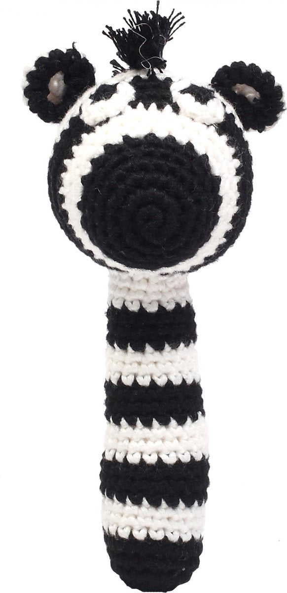 Naturezoo Rammelaar Zebra Gehaakt 14 Cm Zwart/wit