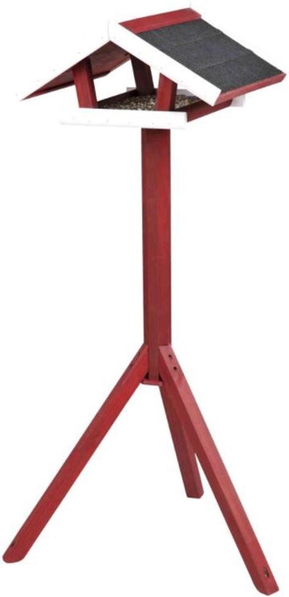 Trixie natura voederhuis met standaard rood / wit 46x22x44 cm / 115 cm