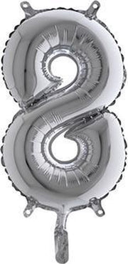 Folieballon - Cijfer 8 - Zilver - Grabo balloon - 35cm