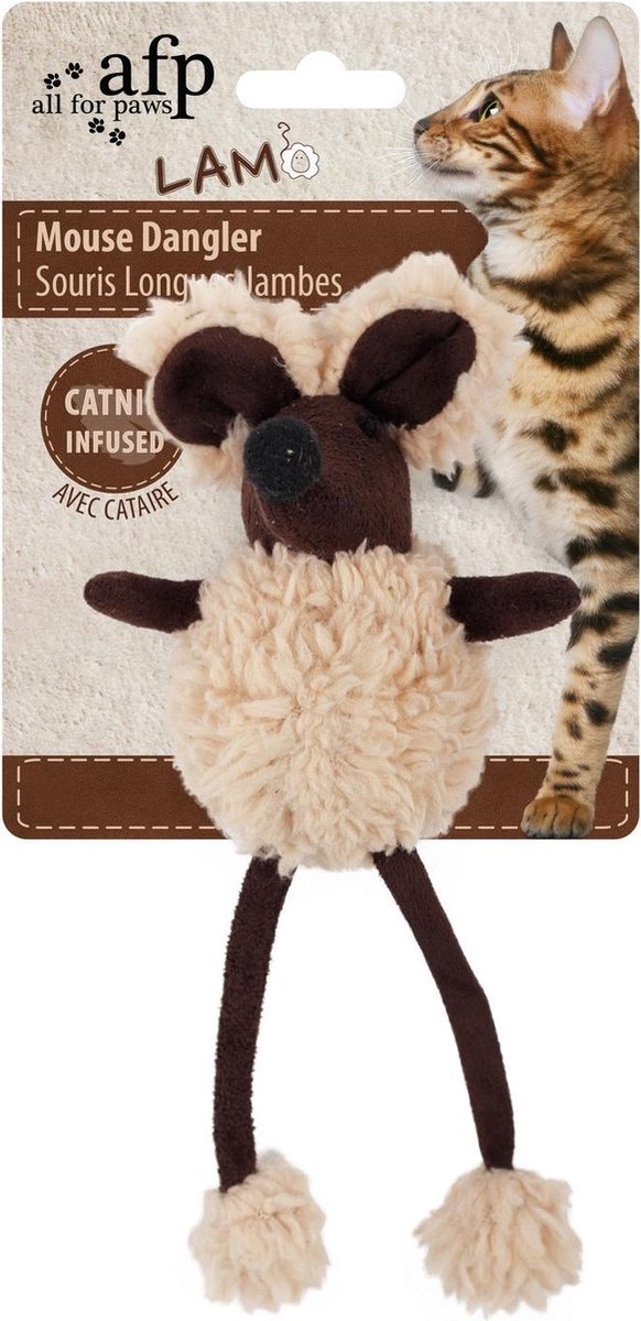 Afp mouse dangler lamswol met catnip assorti 16 cm