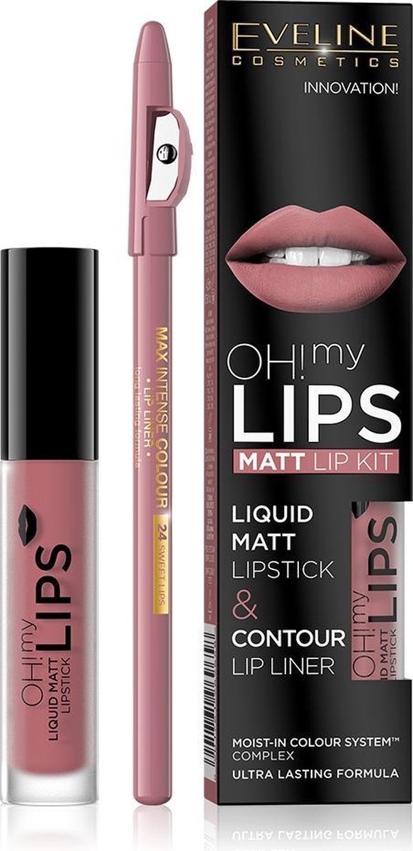 Eveline - Oh My Lips Liquid Matt Lipstick&Contour Lip Liner Matte Lipstick & Contour 4.5Ml+1Pcs. 07 Baby Nude