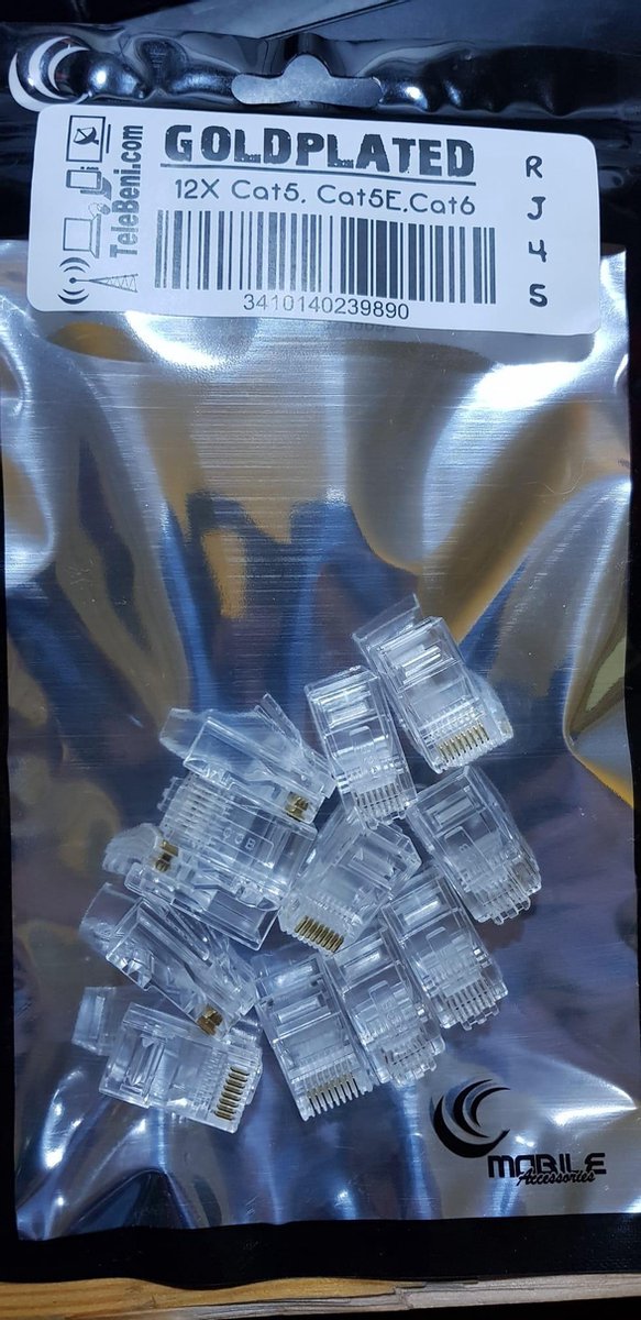 TeleBeni Connector Stekker 12X RJ-45 CAT5 / CAT 5E - Plug Voor Internet & Netwerk Kabel