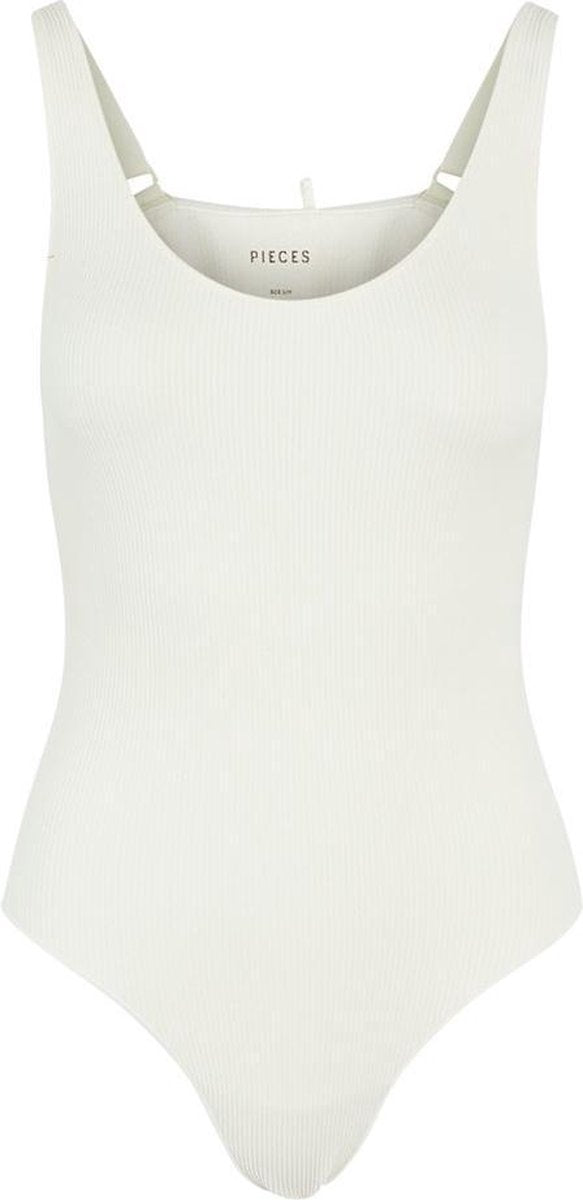 Pieces Rib Body - Bodystocking - Rib patroon - Creme  - XS/S