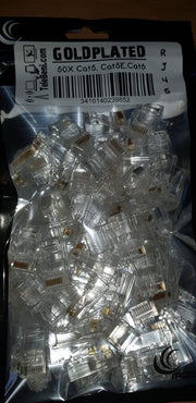 TeleBeni 50X CAT5 CAT5e CAT6 Goldplated RJ45 krimpconnector