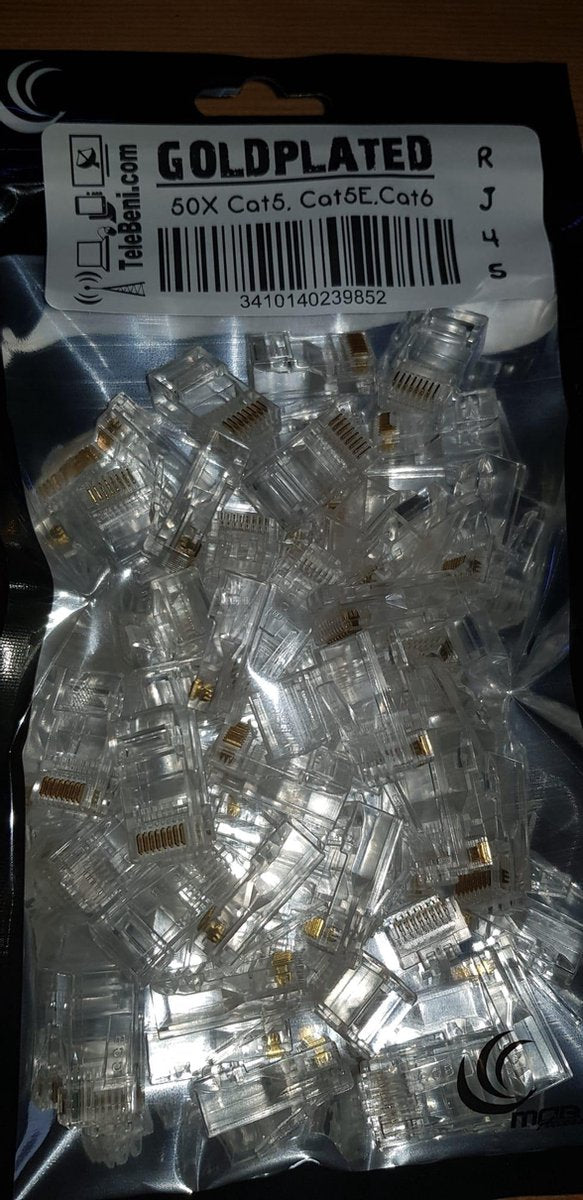 TeleBeni 50X CAT5 CAT5e CAT6 Goldplated RJ45 krimpconnector