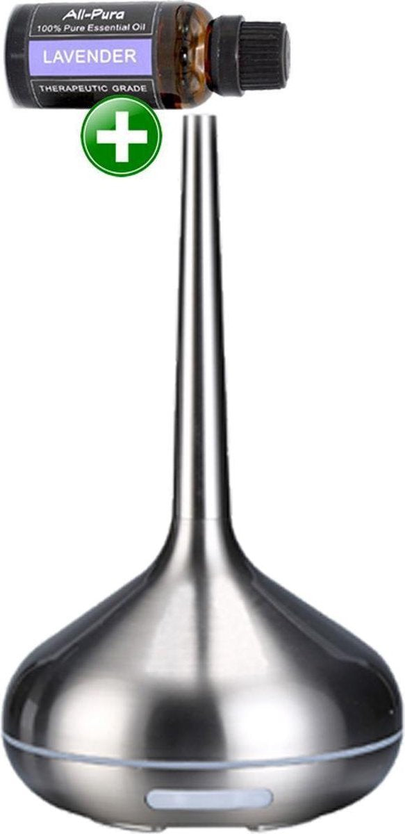 Aroma diffuser type AirAqua Spirit - Metal-look-Coated -  Bluelight - USB-Connect| incl. Adapter +  10ml essentiele olie!