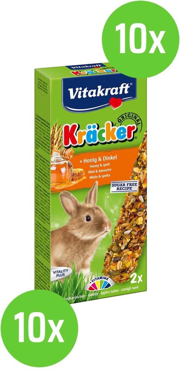 10 x Vitakraft Dwergkonijnkracker Honing / Spelt 2in1