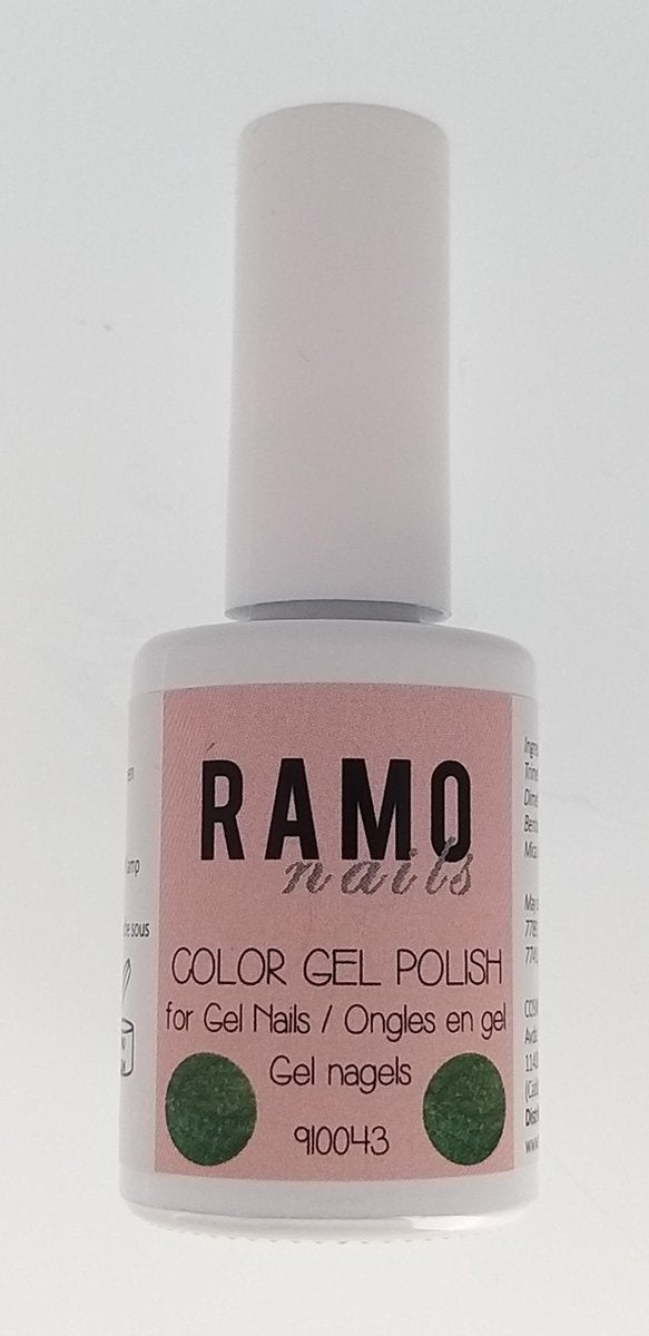 Ramo gelpolish 910043-gel nagellak-gellak-gelpolish-uv&led-15ml-soak off-semi transparant -glitter-groen