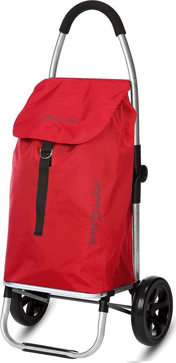 Playmarket Boodschappentrolley Go Two Rood 2 wielen - 37 L Inhoud - inklapbaar