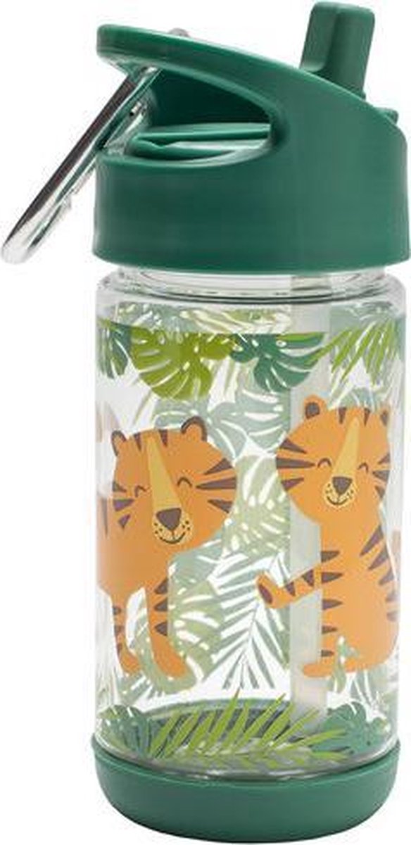 Sugarbooger Flip & Sip Clear Tritan Drinking Bottle Tiger