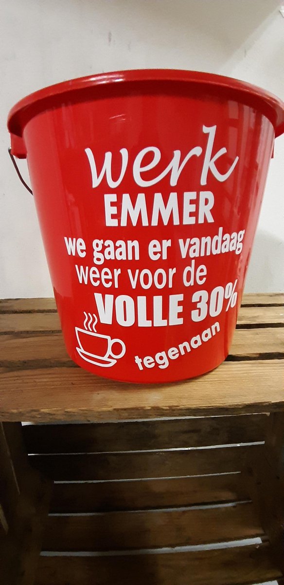 Emmer - Tekst - 5 liter - Werk Emmer - Rood - Kado - Gift