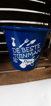 Emmer - Tekst - 5 liter - De beste tuinman is opa - Blauw - Kado - Gift
