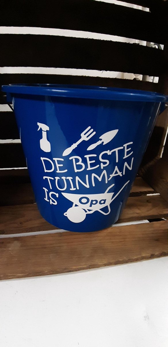 Emmer - Tekst - 5 liter - De beste tuinman is opa - Blauw - Kado - Gift