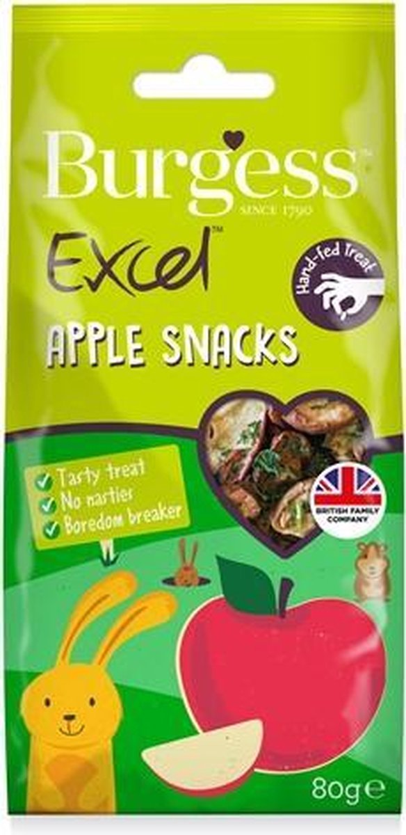 Burgess excel snacks appel - 80 gr - 1 stuks