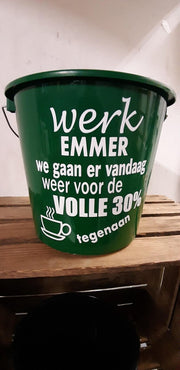 Emmer - Tekst - 5 liter - Werk Emmer - Groen - Kado - Gift