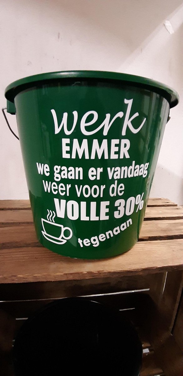 Emmer - Tekst - 5 liter - Werk Emmer - Groen - Kado - Gift