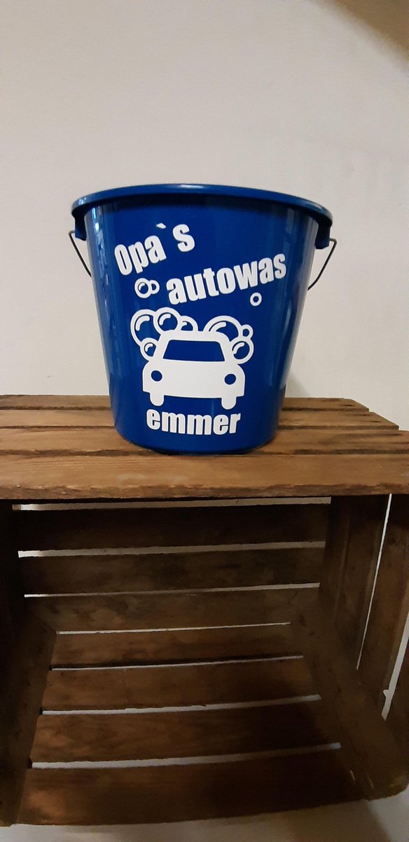 Emmer - Tekst - 5 liter - Opa's Autowas emmer - Blauw - Kado - Gift