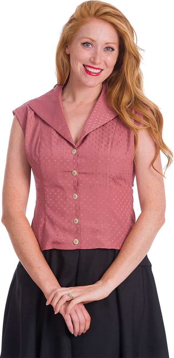 Banned Afternoon Tea Spot 40's Blouse Blush Roze