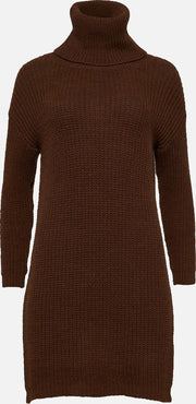 Trui-jurk met rolkraag - Bruin