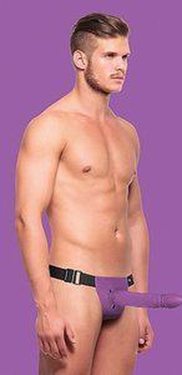 Ouch Dildo Hollow Twisted Strap On - Purple (20cm x 3