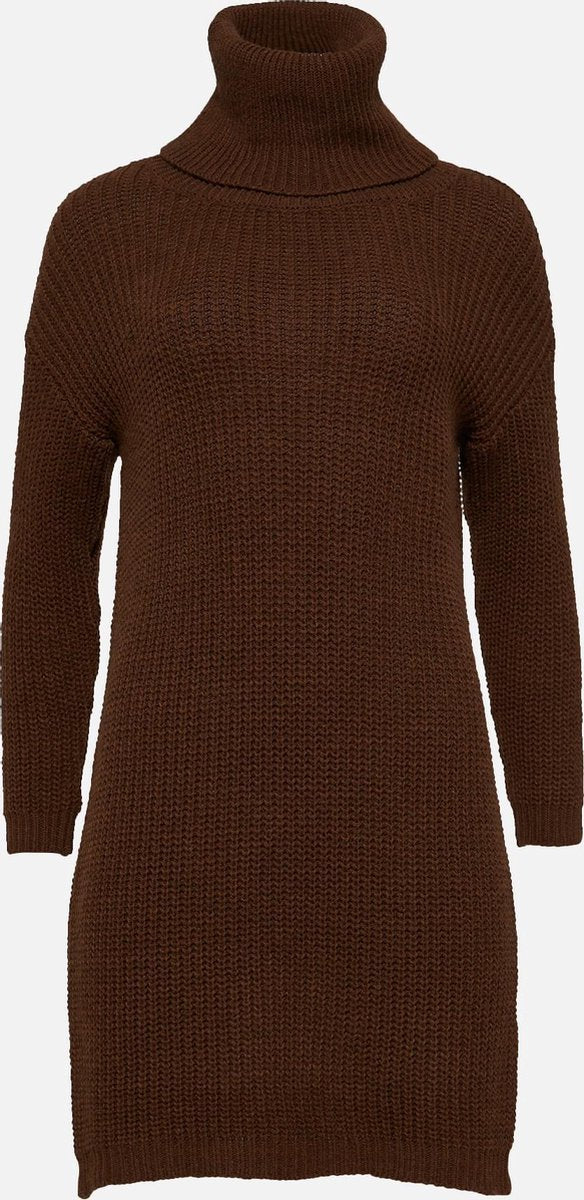 Trui-jurk met rolkraag - Bruin