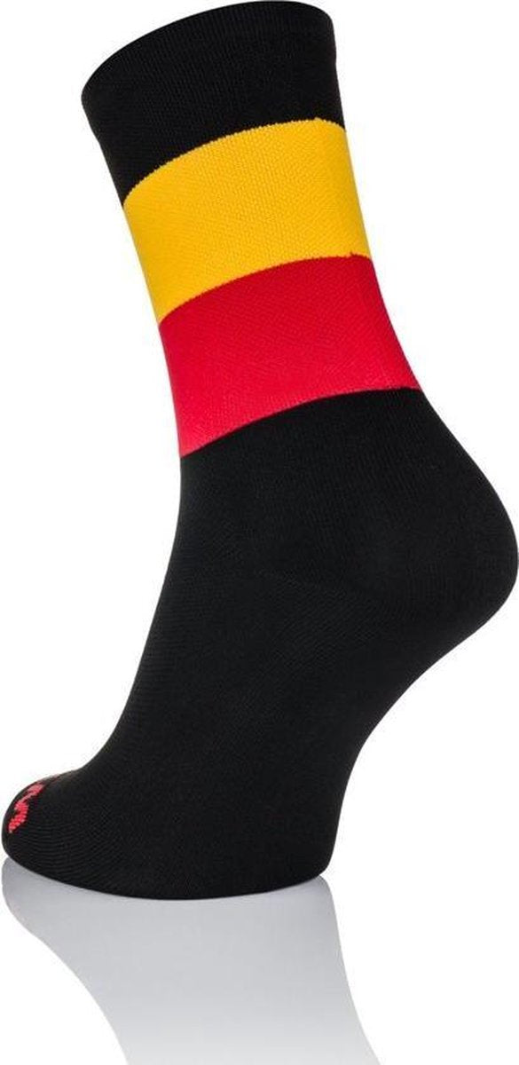 Winaar België Fietssokken Zwart/Rood/Geel Maat XS (36-38)