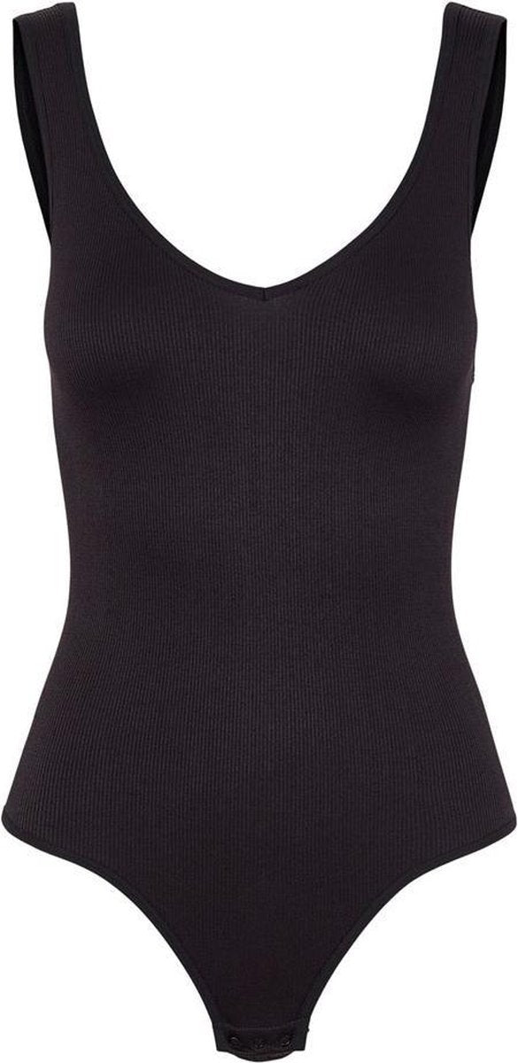 Pieces Rib stringbody - Bodystocking - Rib patroon - Black  - L/XL