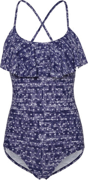 Badpak dames met een volante voorkant - Blauwe jean - L