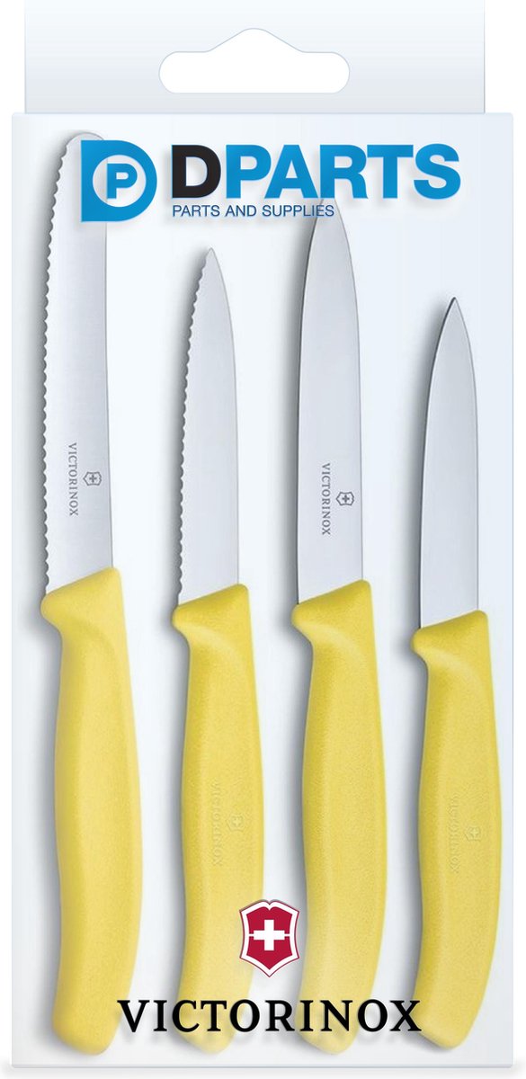 Victorinox 4 verschillende keukenmesjes / schilmesjes zeer goede kwaliteit geel