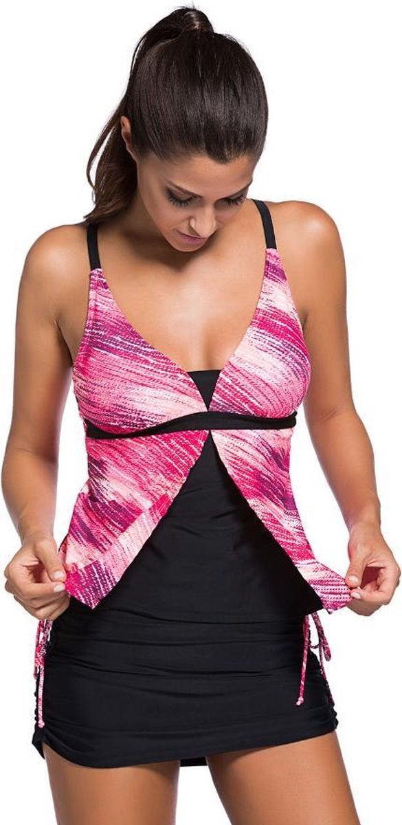 Tankini Dames 2-Delig - Roze Print - Maat XXXL/3XL 'Tulp'