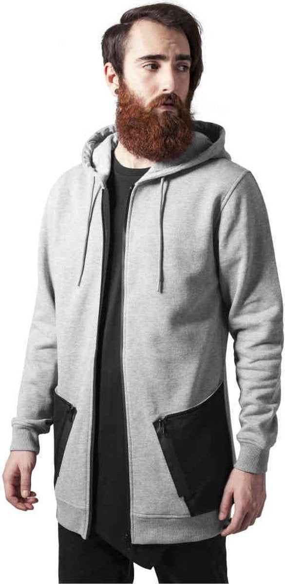 Urban Classics Vest met capuchon -L- Long Peached Grijs/Zwart