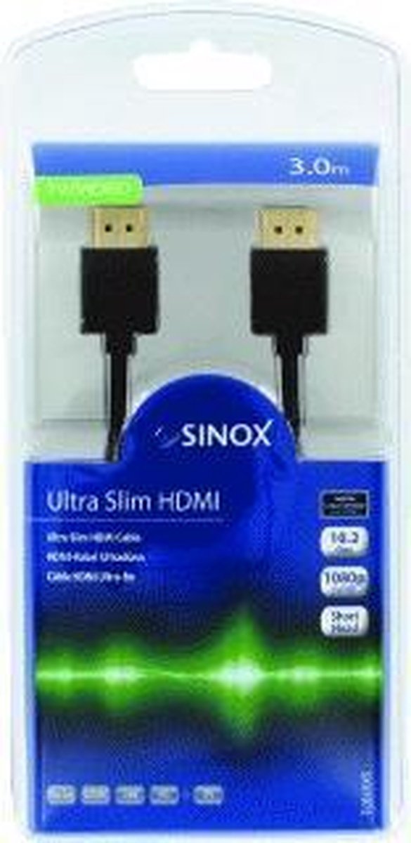 Sinox - HDMI kabel High Speed UltraSlim 3 mtr. zwart