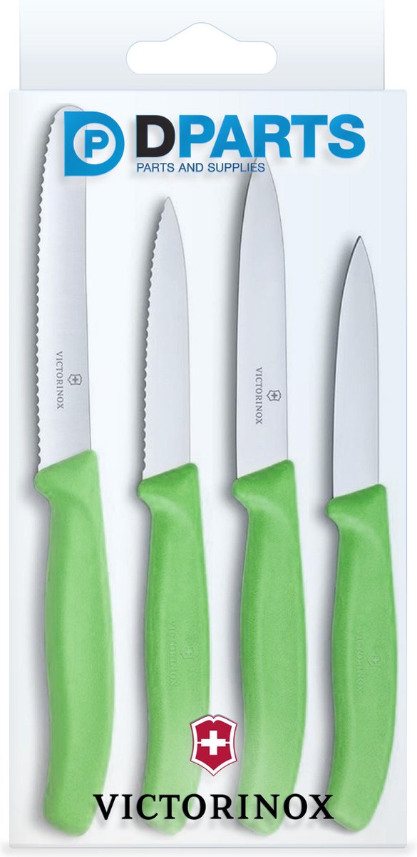 Victorinox 4 delige messenset bestaande uit 4 verschillende keukenmesjes / schilmesjes zeer goede kwaliteit kleur : groen