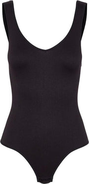 Pieces Rib stringbody - Bodystocking - Rib patroon - Black  - XS/S