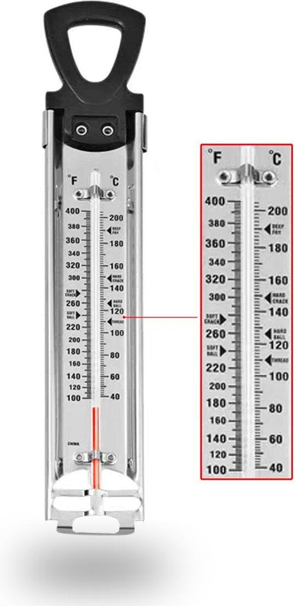 Innovaland Suikerthermometer Premium - Kookthermometer - Keukenthermometer - RVS - Bakspullen - Voedselthermometer