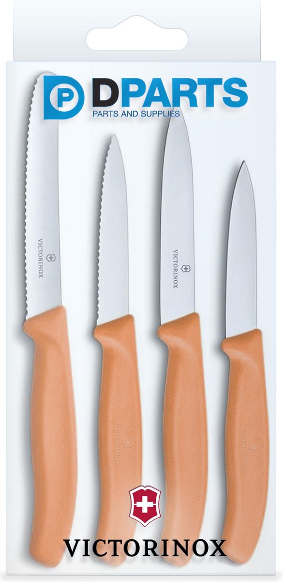 Victorinox 4 delige messenset bestaande uit 4 verschillende keukenmesjes / schilmesjes zeer goede kwaliteit kleur : oranje