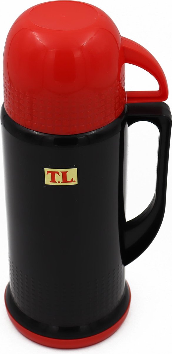 YILTEX – Isoleerfles / Thermoskan / Thermosfles / Thermoskan 1 liter / Thermoskan 1 liter – 1l – Zwart Met Rood