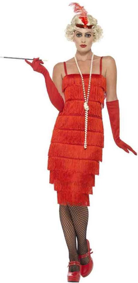Charleston Flapper Lange Jurk Rood-Maat:L