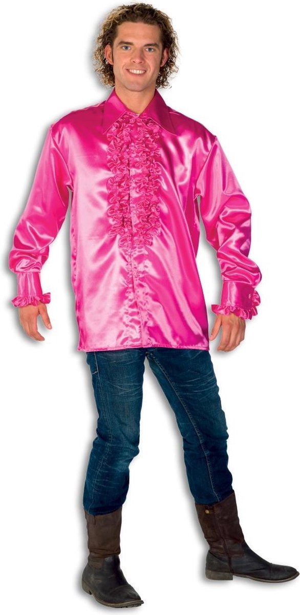 Ruche blouse pink voor heer